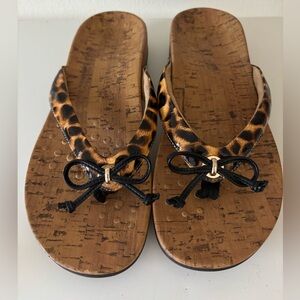 Vionic Leopard Print Sandals with Black Bow